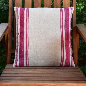 Hemp Cushion Cover - Hemp Linen Cushion Cover - 'Roma' - Image displays cushion placed on chair outside
