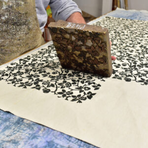 vintage hemp linen cushion cover - rose garden - making of
