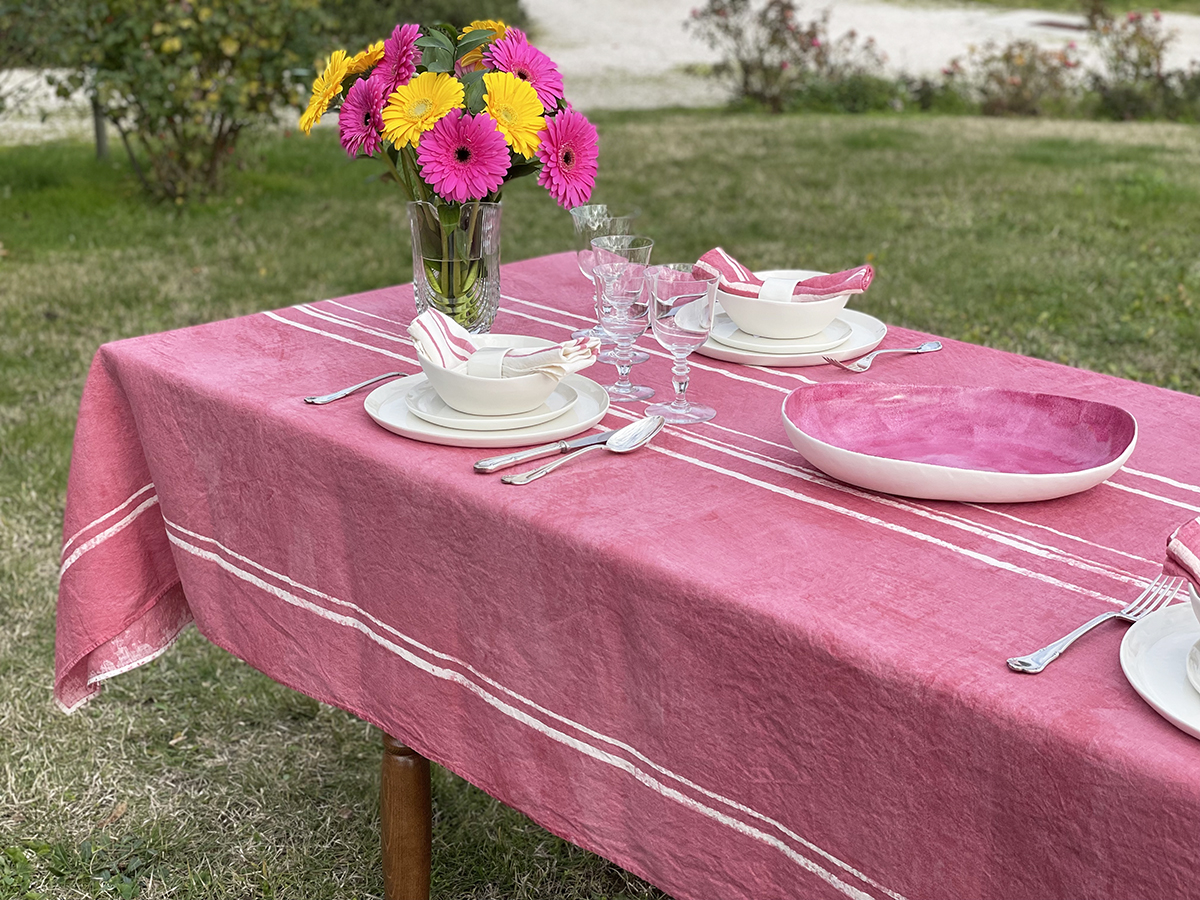 Bright Pink Linen Fabric Rustico - LinenMe