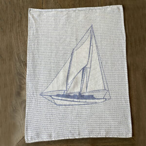 italian jacquard kitchen towel by Tessitura Pardi with Boat design