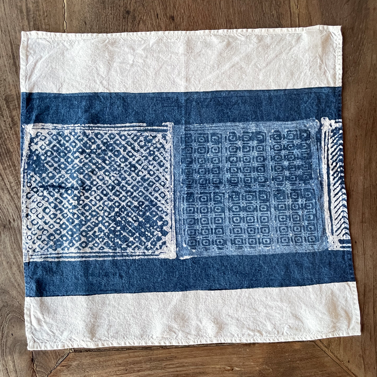 Hand Painted Linen Napkin Taormina Blue - AllORA