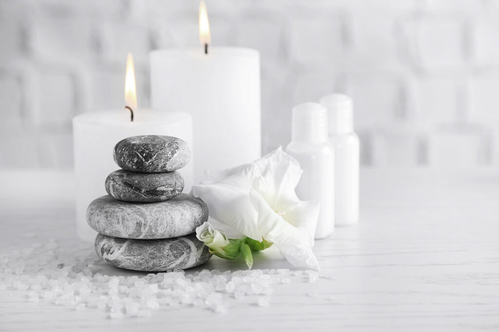 Beautiful spa composition on wooden table