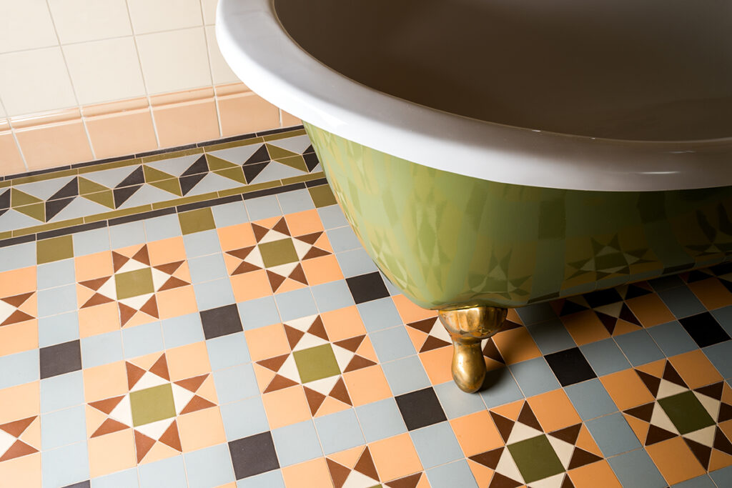 bohemian tiled bathroom