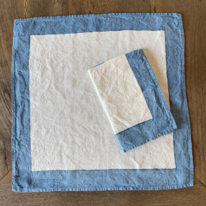 Hand-painted blue frame linen napkin