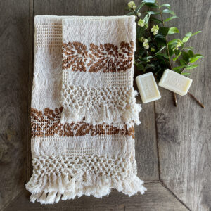 Cotton Jacquard bath towels Oak Leaves rust 004