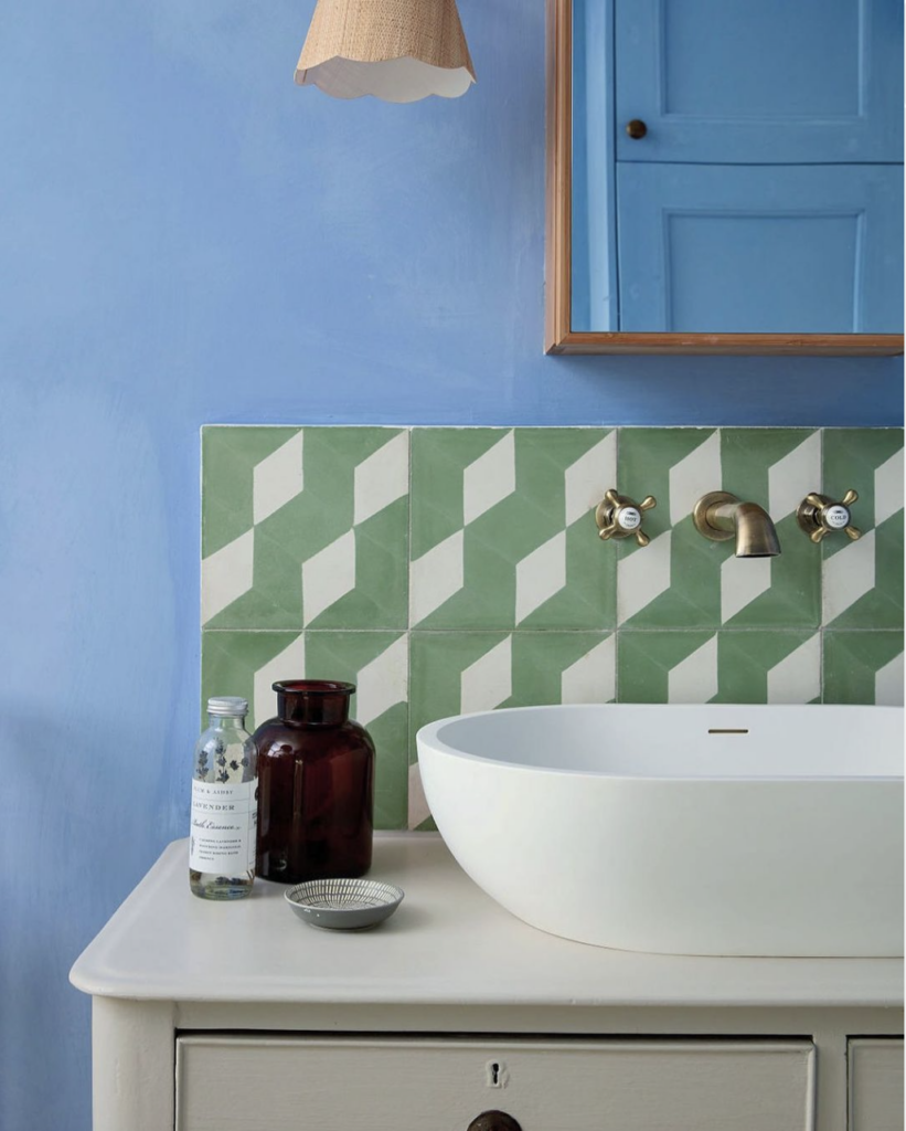 green tiled bathroom