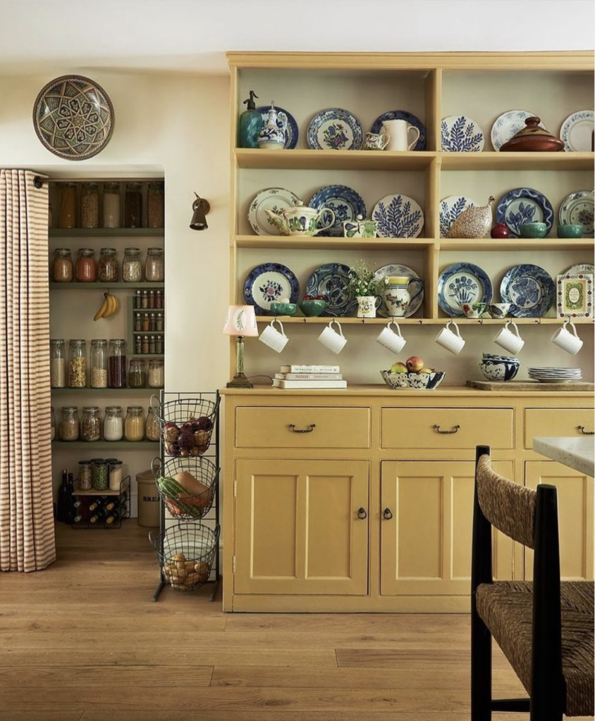 yellow furniture in a country kitchen