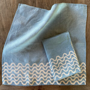 blue linen napkins waves handmade in Italy