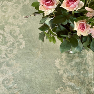 hand-printed green linen runner