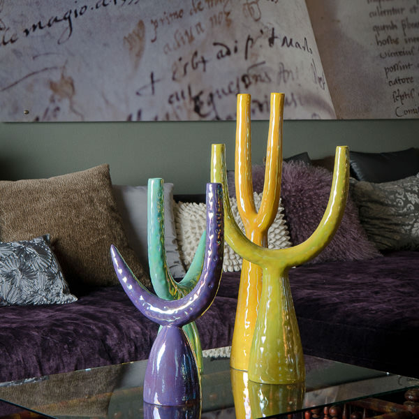 Italian handmade ceramic candle stick holders by Ceramica Gatti
