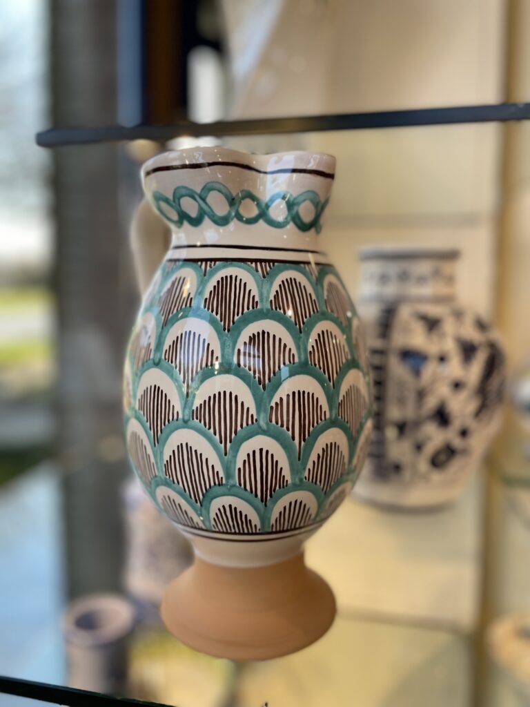 Italian handmade ceramic jug inspired by the medieval ones