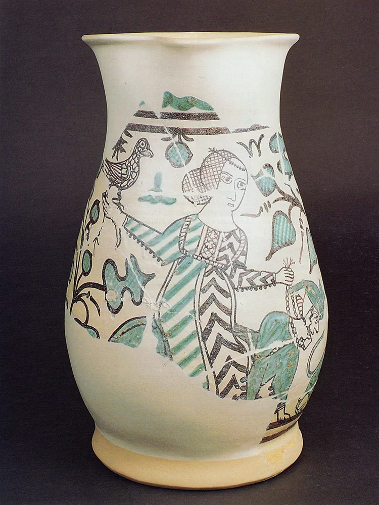aticque ceramic vase with hand-painted mythological scenes