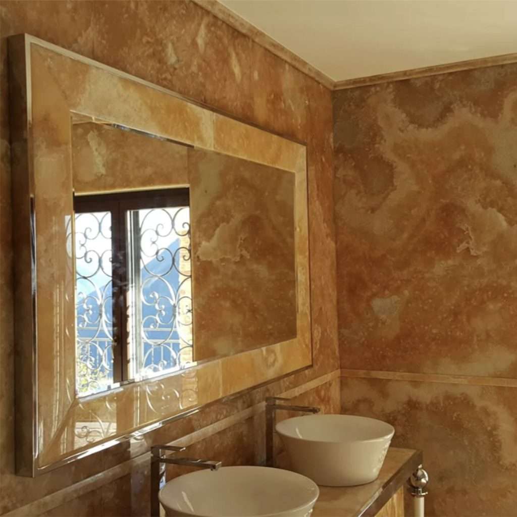 A marbled bathroom