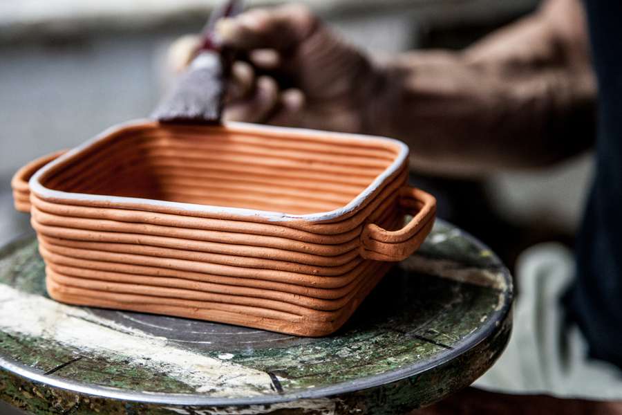 Handmade terracotta backing dish