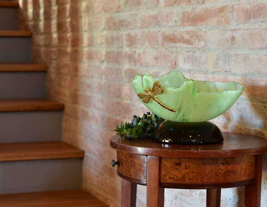 Hand-blown Murano glassware displayed as home décor