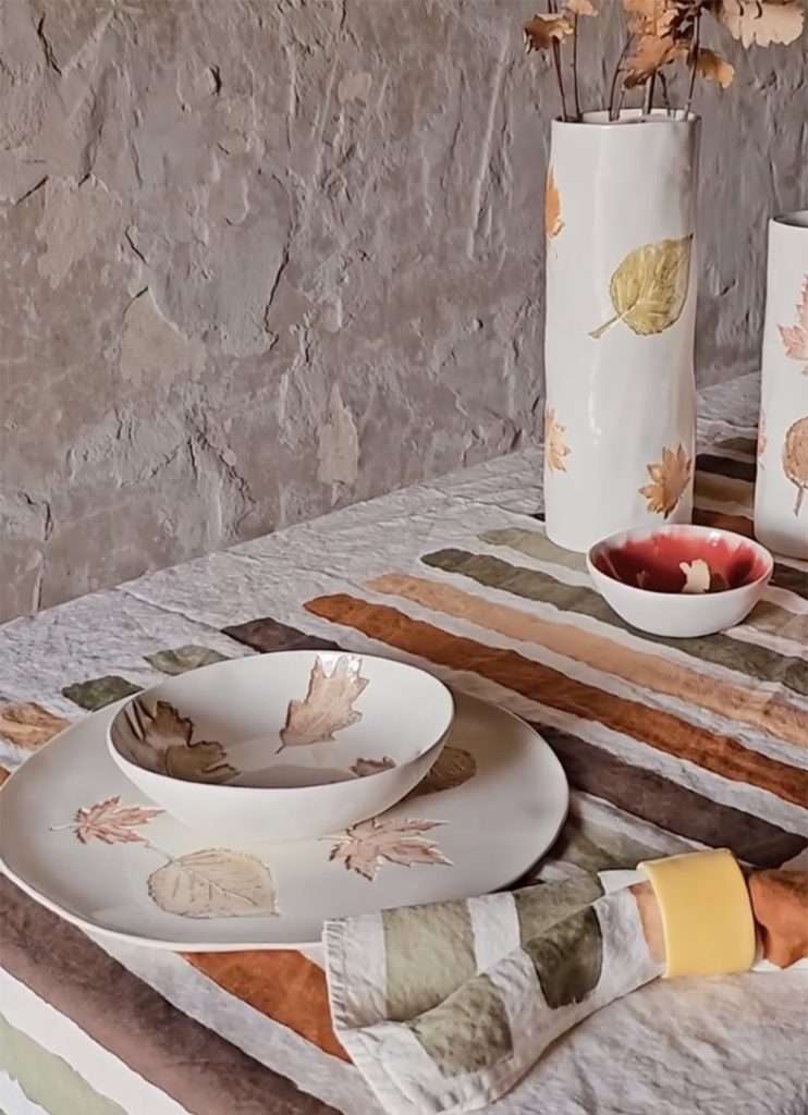 rustic Italian table with simple centrepiece