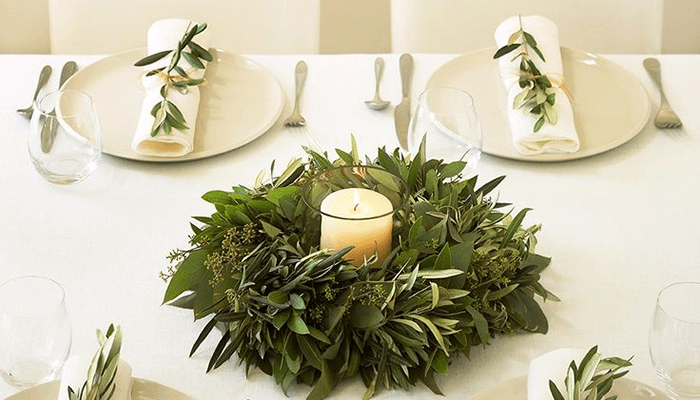 Mediterranean dining table with natural materials